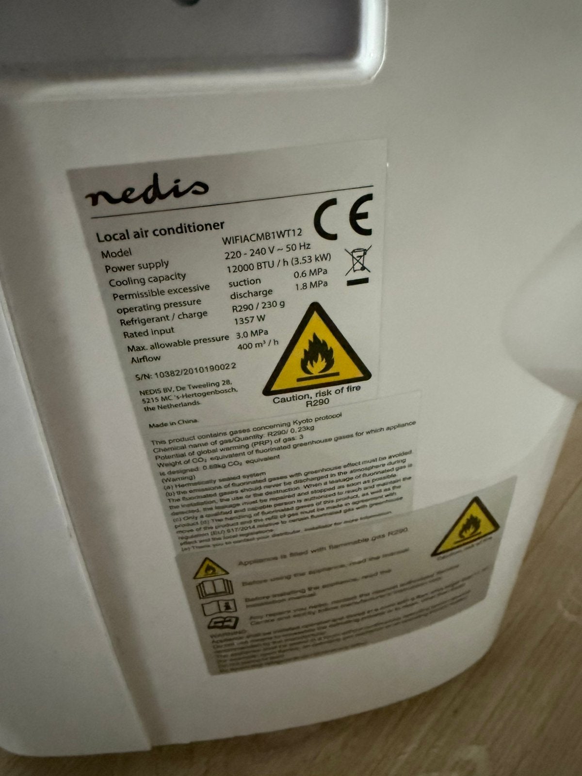 Mobiele airco nedis 12000 btu, Enlèvement, Comme neuf