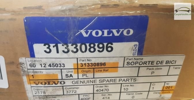 Originele Volvo fietsendrager fietsdrager 31330896, -, -, Nieuw, Ophalen of Verzenden