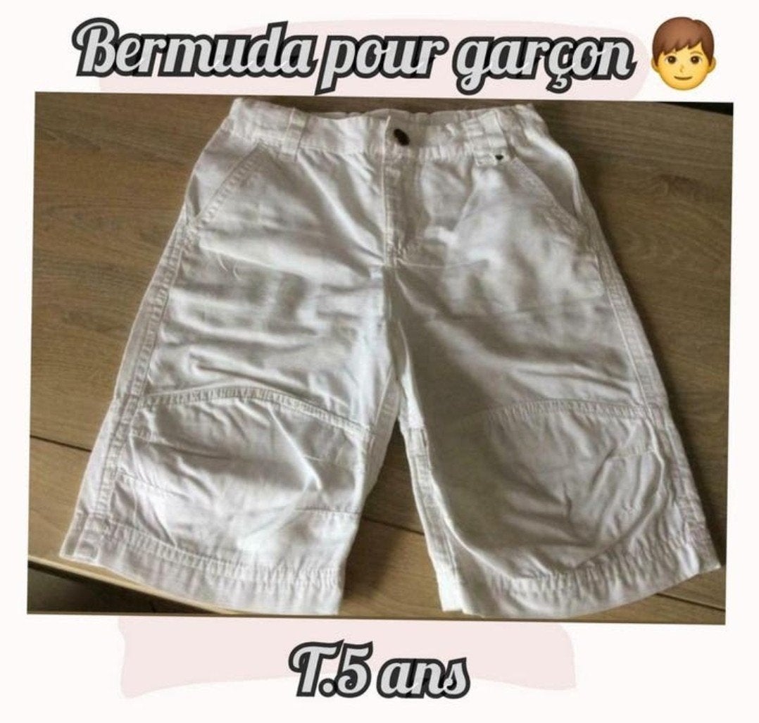 Bermuda pour garçon -Blanc-T.5 ans, Enfants & Bébés, Enlèvement ou Envoi, Utilisé, Garçon