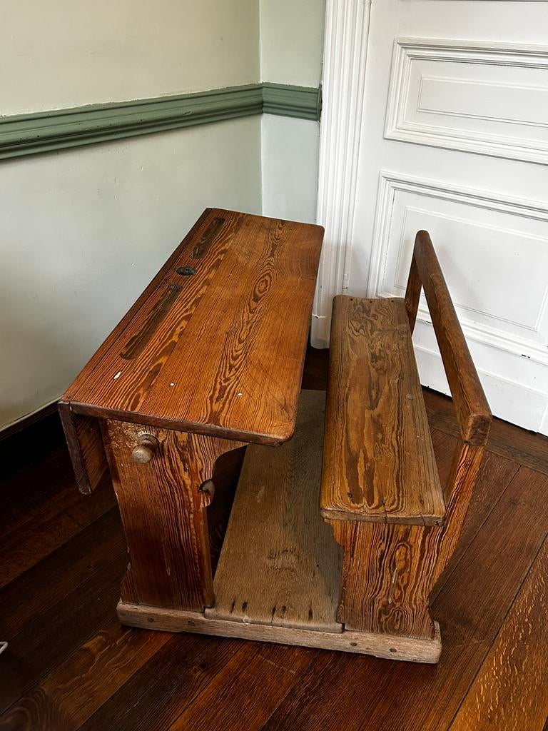 Banc d’école ancien / pupitre vintage, Enlèvement