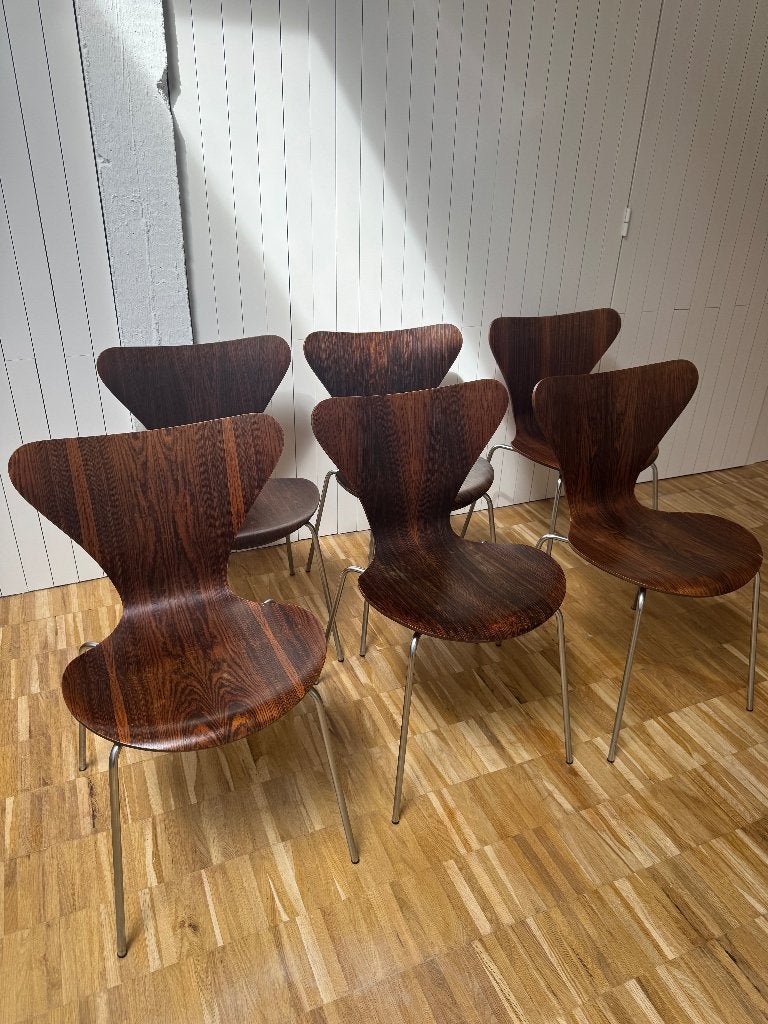 6 X FRITZ HANSEN vlinderstoel pallisander/ Rosewood 1970, Maison & Meubles, Chaises, Design klassieker, Brun, Enlèvement, Bois