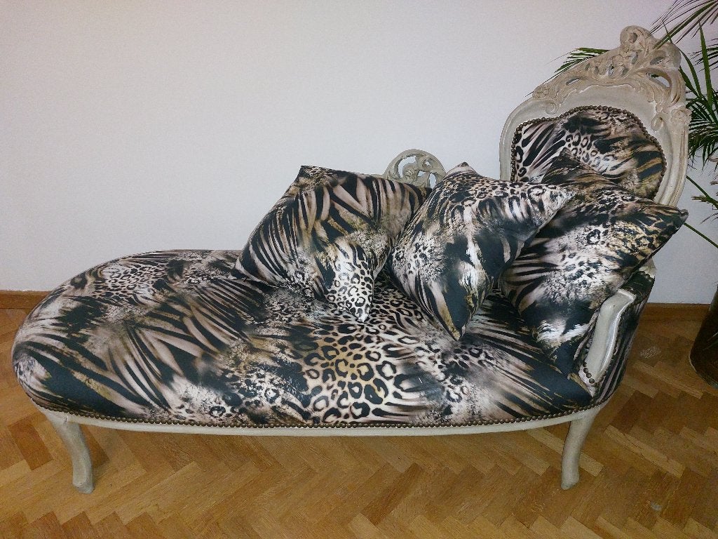 Chaise longue antiek maar nieuw overtrokken, Ophalen, Zo goed als nieuw, Hout