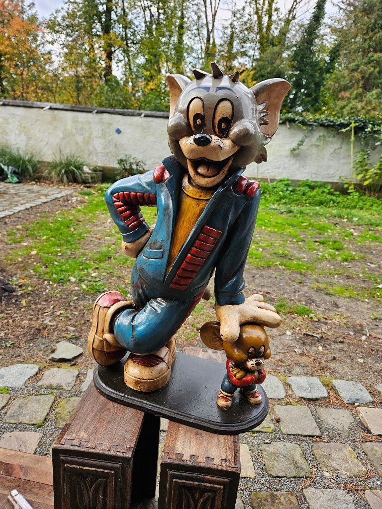 Groot Tom en Jerry beeld 62cm - Tom pakt Jerry - horeca deco, Ophalen of Verzenden, Zo goed als nieuw, Tv, Beeldje, Replica of Model