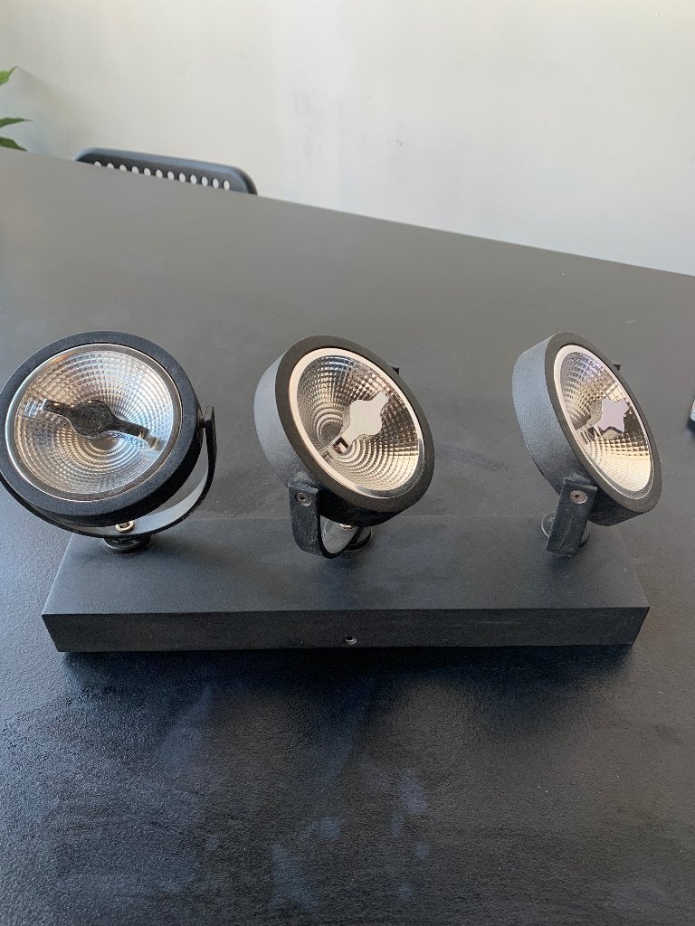 3-voudige LED opbouw draaibare plafond/muurlamp - DIMBAAR, Ophalen, Metaal of Aluminium, Nieuw, Modern
