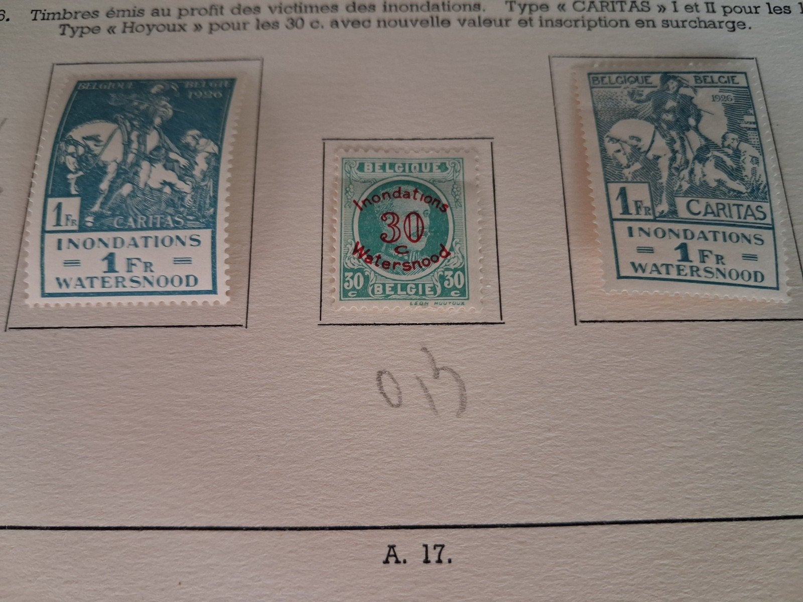 1926 timbres belges COB 237 à 239, Enlèvement ou Envoi