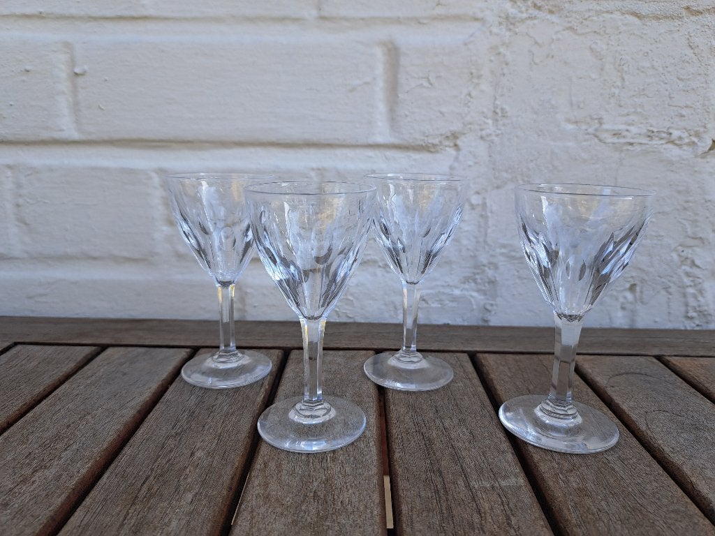 4 verres liqueur en cristal antiques, Antiquités & Art, Enlèvement