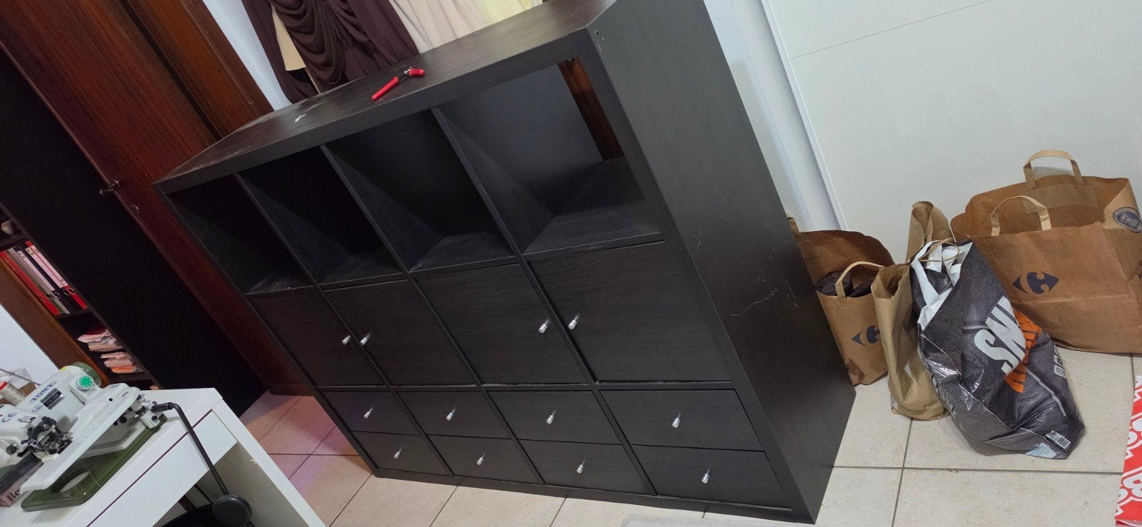 étagère 112x147cm brun noir Kallax Ikea, Enlèvement, Utilisé, Étagère, Bois