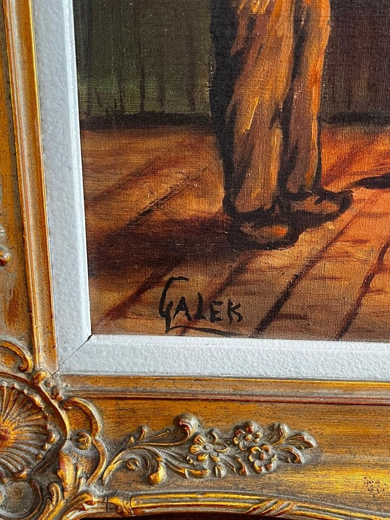 Tableau, Portrait ou Personnes, Peinture à l'huile, Enlèvement, Encadré