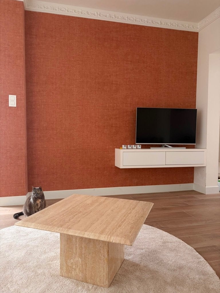 Massief travertin salontafel, Huis en Inrichting, Ophalen, 50 tot 100 cm, Vierkant, 50 tot 100 cm