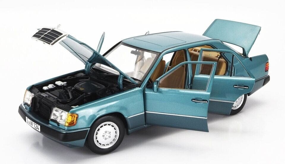Miniatuur Mercedes Benz 230E W124 Blue Dealer Nieuw!, Ophalen of Verzenden, Nieuw, Auto, Norev