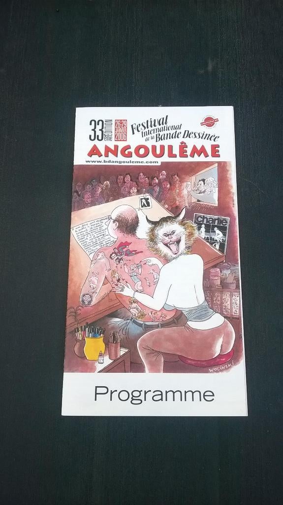 Programma 33ste festival van Angoulème – Wolinski, Boeken, Stripverhalen, Eén stripboek, Zo goed als nieuw, Wolinski, Ophalen of Verzenden