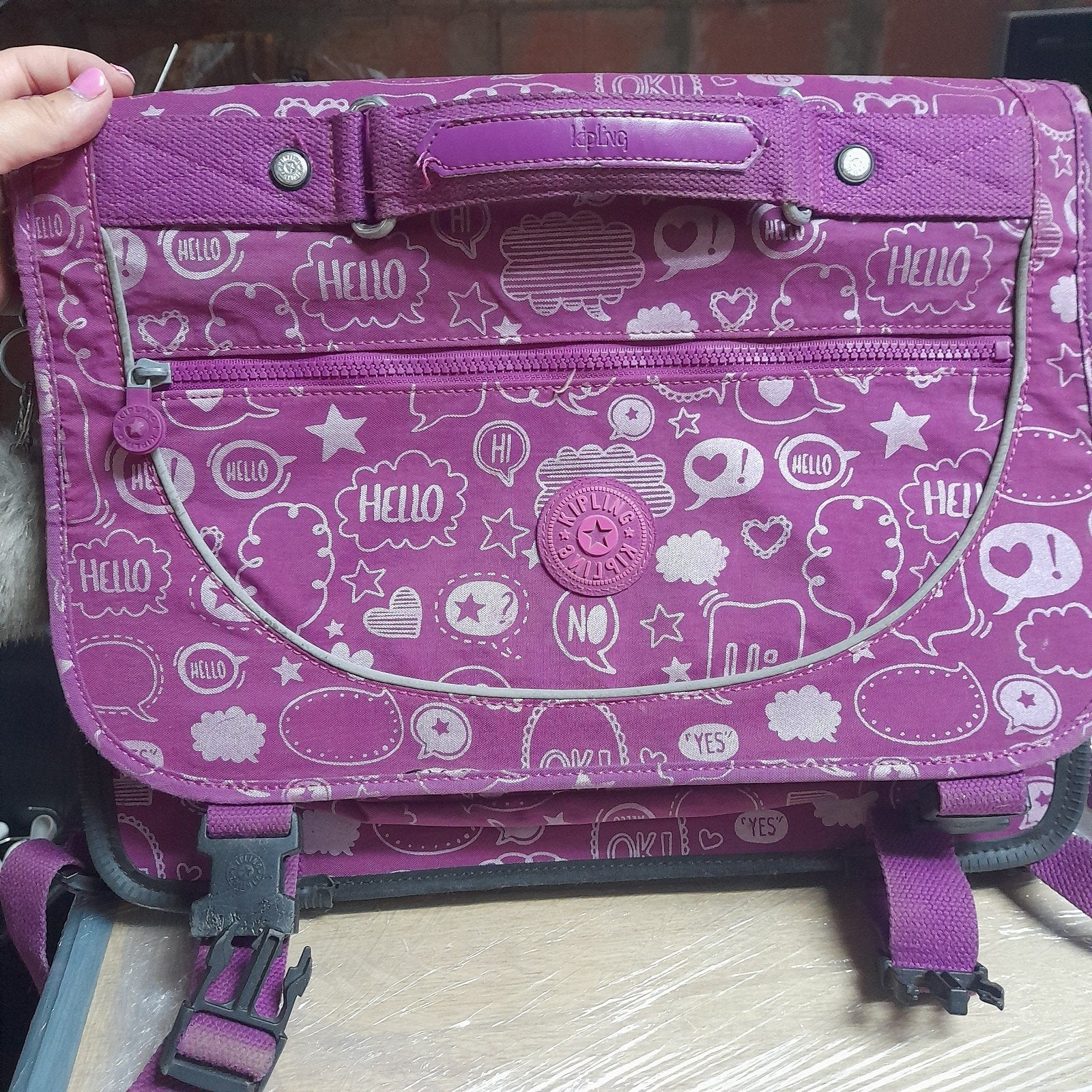 boekentas kipling, Ophalen of Verzenden, Gebruikt, Paars, Schoudertas