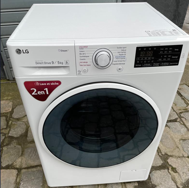 Lave-linge séchant LG connecté 9Kg/Pesée électronique/Vapeur, Tuin en Terras, Droogmolens en Wasrekken, Ophalen, Zo goed als nieuw