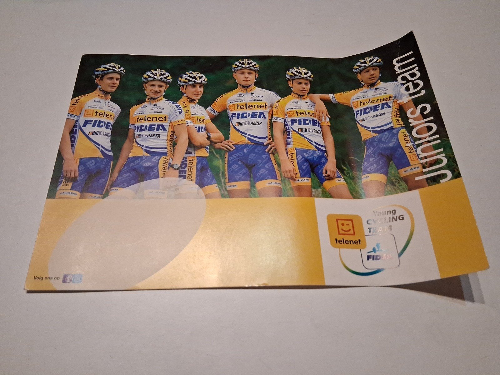 Fotokaart wielerploeg Telenet Fidea met o.a. Wout van Aert, Ophalen of Verzenden, 1980 tot heden, Zo goed als nieuw