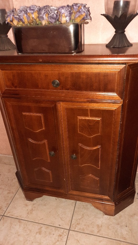 Klassiek houten halkastje met lade en 2 deurtjes, Huis en Inrichting, Ophalen, Gebruikt