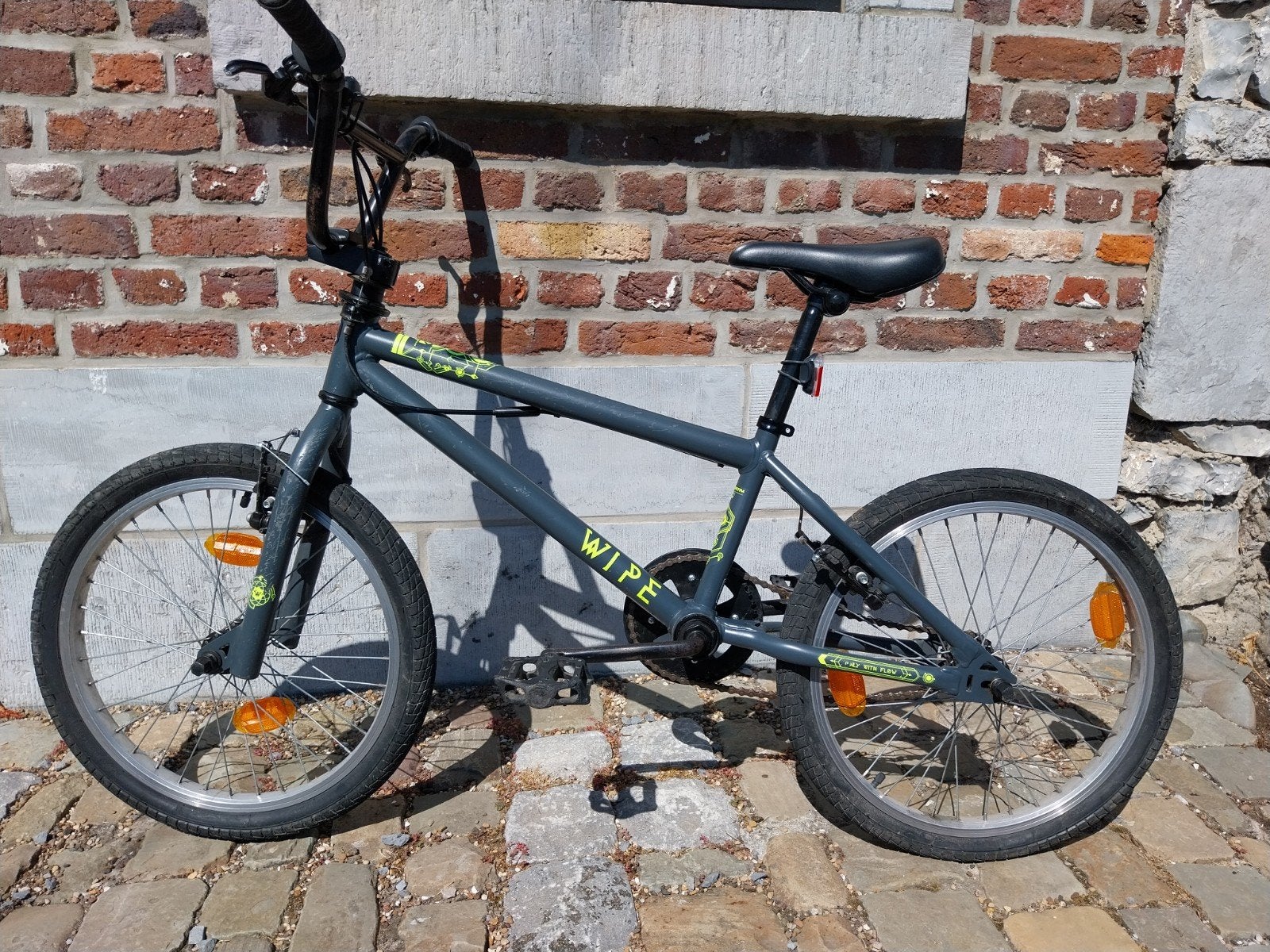 B'TWIN WIPE 300 BMX-stijlfiets donkergrijs en geel, groen, f, Fietsen en Brommers, Ophalen