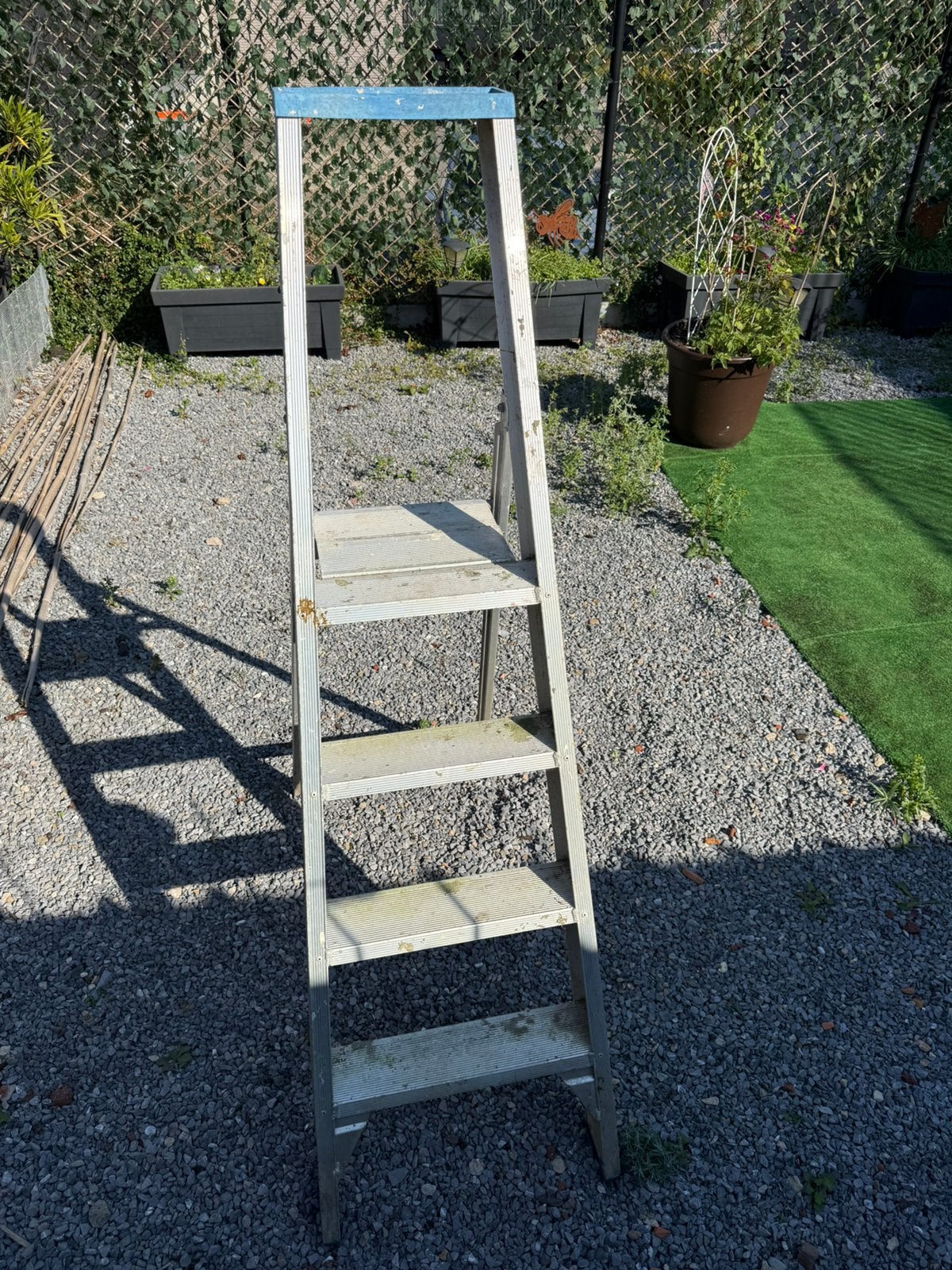 Aluminium ladder met 4 trede, Ophalen, Gebruikt, Ladder