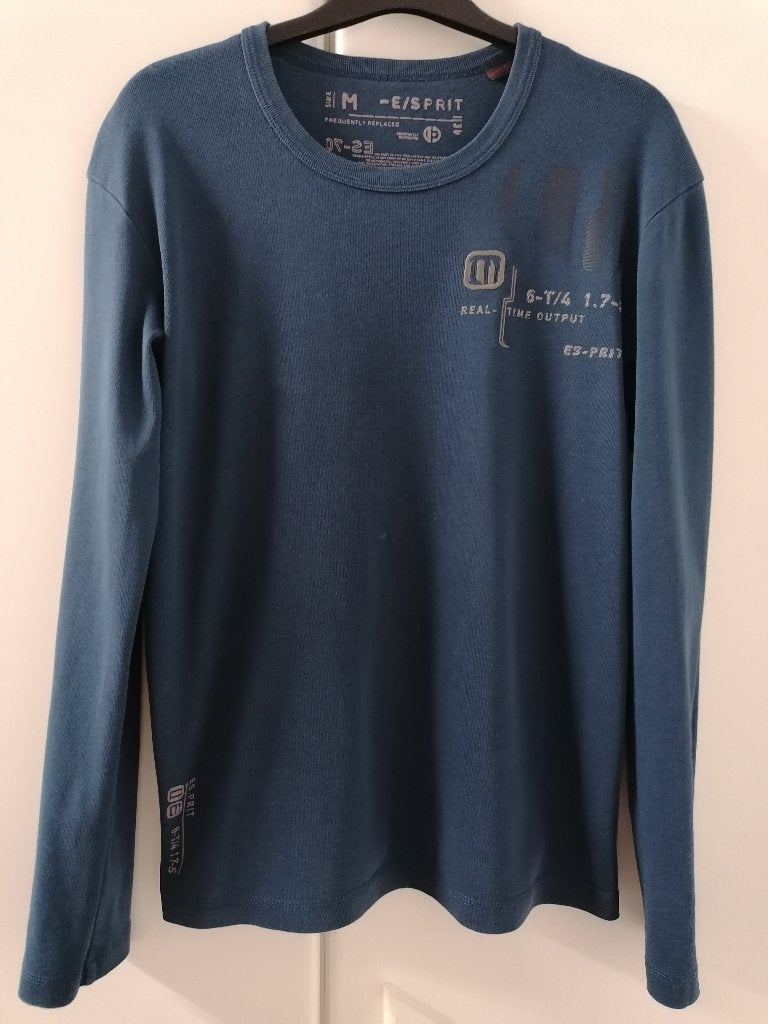Donkerblauw T-shirt met print vooraan van Esprit, M, Ophalen of Verzenden, Zo goed als nieuw