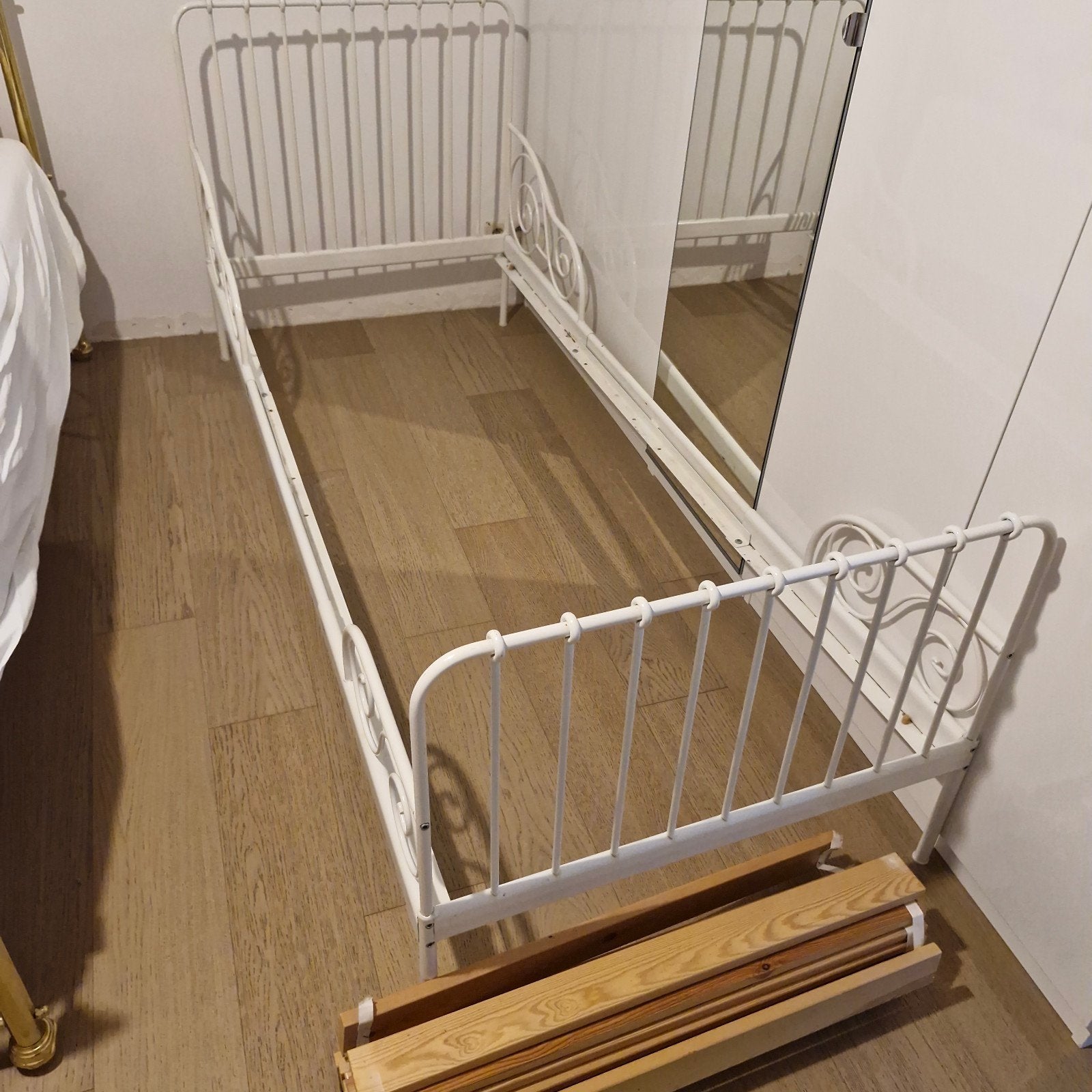 Wit kinderbed 1 persoon, Ophalen, Lattenbodem