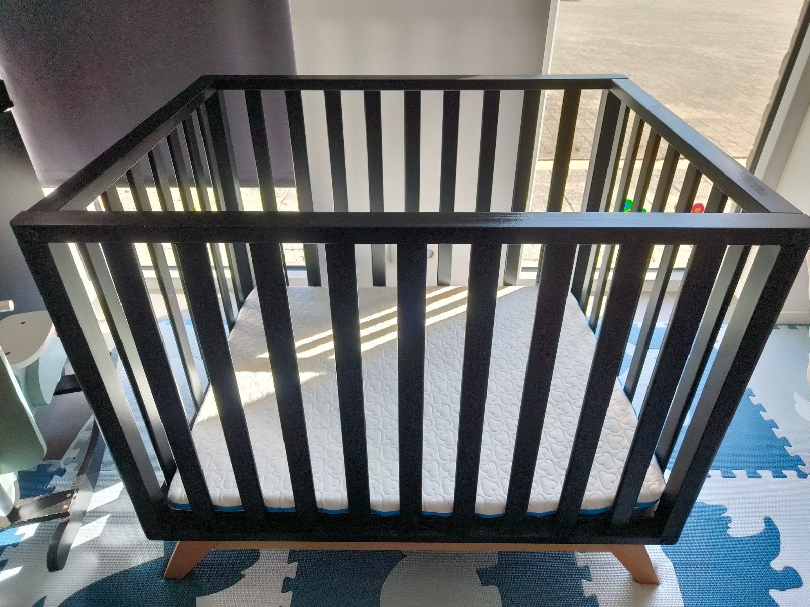 Park/Box Bopita Lynn zwart + Aerosleep matras + beschermer, Kinderen en Baby's, Ophalen, Gebruikt, Rechthoekig, In hoogte verstelbaar