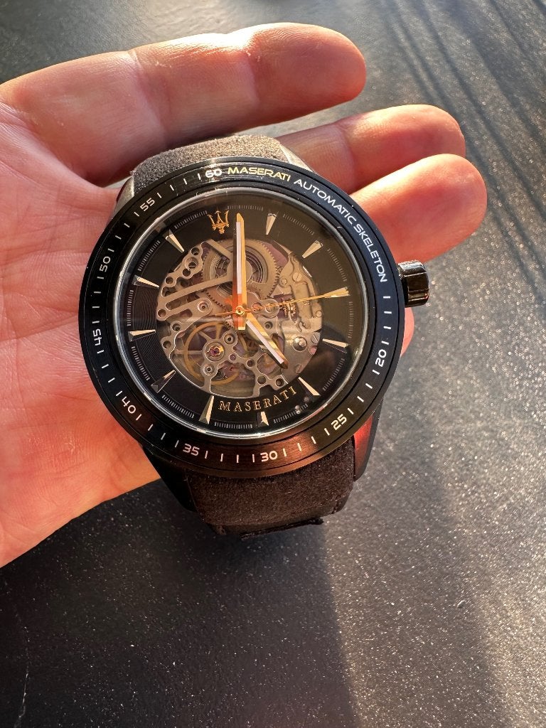 Maserati Automatic horloge - nieuwstaat, Ophalen, Zo goed als nieuw, Leer