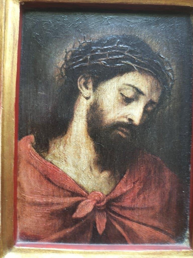 Reisaltaar – Handgeschilderd Olieverf naar Murillo ca. 1900, Antiek en Kunst, Paneel, Portret of Personen, Ophalen of Verzenden