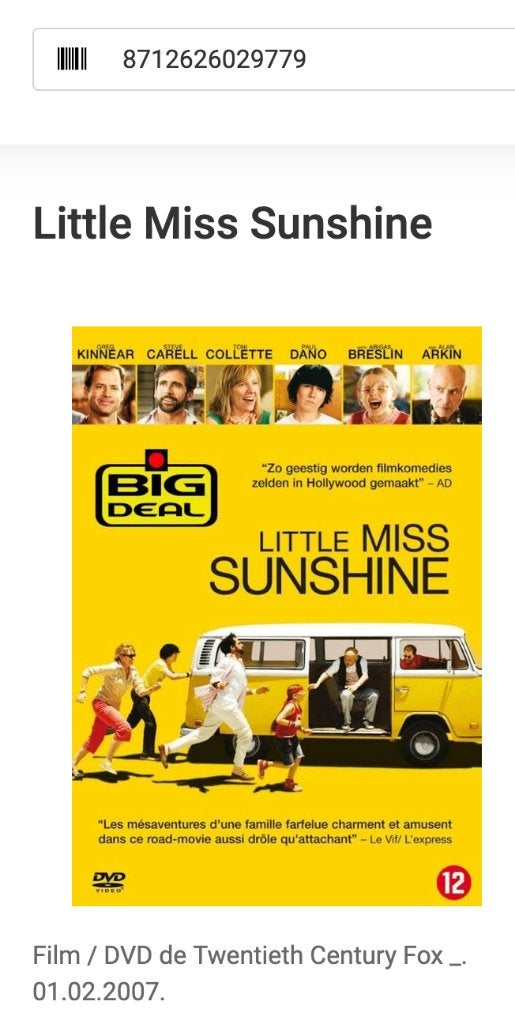 dvd / Little Miss Sunshine / Jonathan Dayton - Valerie Faris, Enlèvement ou Envoi, Utilisé, Anglais, À partir de 12 ans