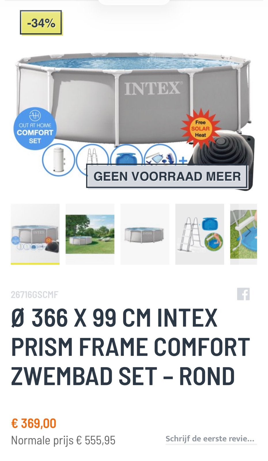 Zwembad intex 366X99, Tuin en Terras, Ophalen, Zo goed als nieuw