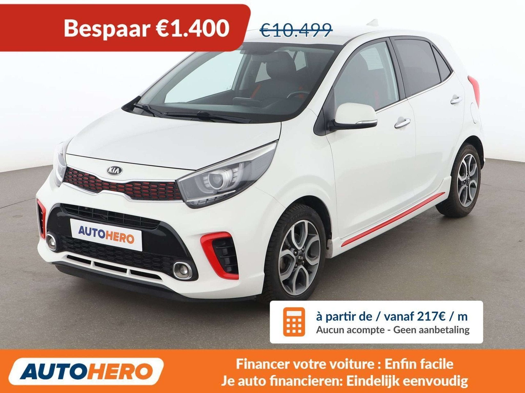 Kia Picanto 1.0 GT Line (bj 2020), Voorwielaandrijving, 4 zetels, Gebruikt, Wit