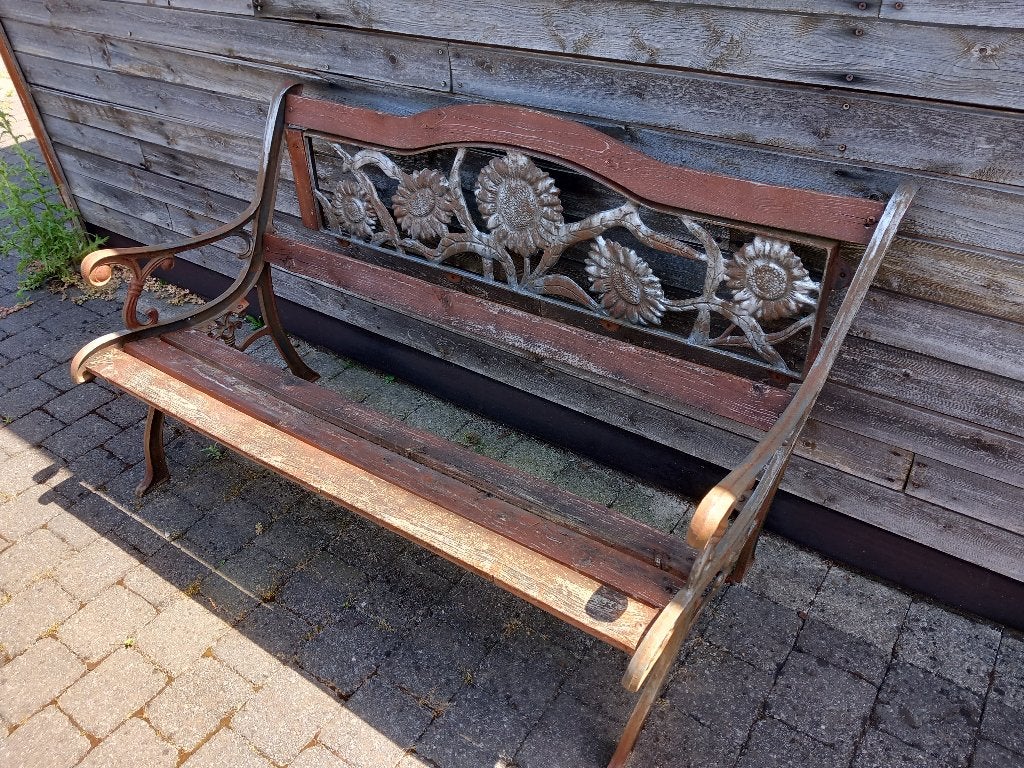 Te renoveren oude,antieken tuinbank // hout en gietijzer, Tuin en Terras, Tuinbanken, Ophalen, Gebruikt, Hout