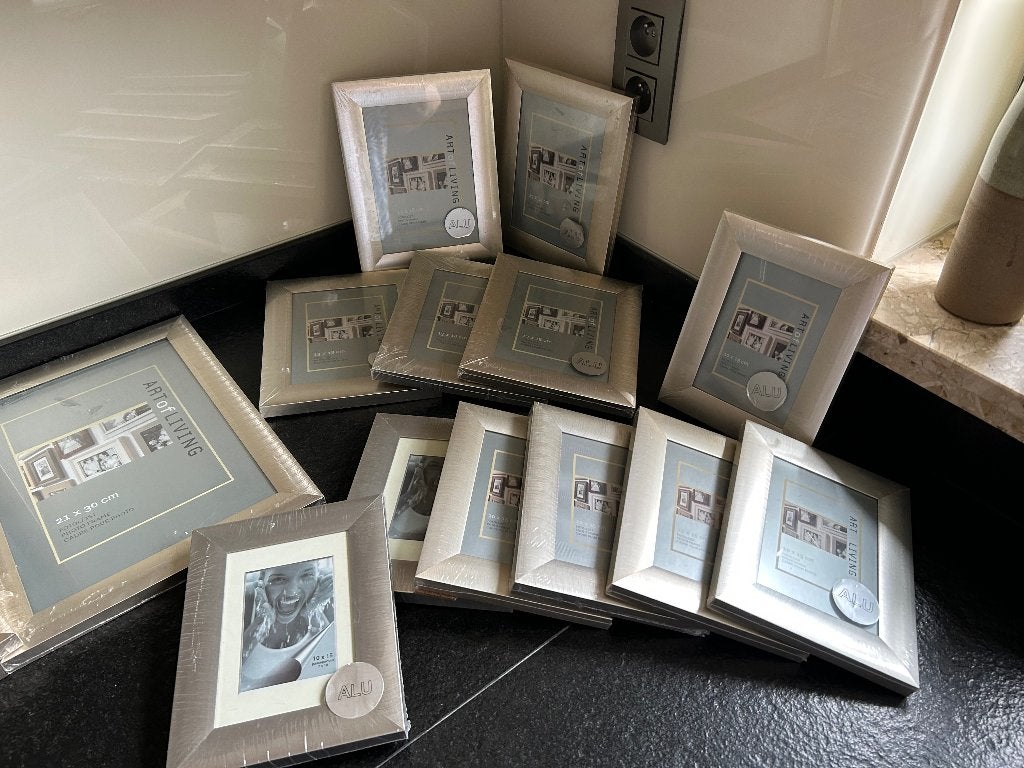 Lot van aluminium fotokaders met glas nog nieuw, Ophalen, Nieuw, Glas, Met glas