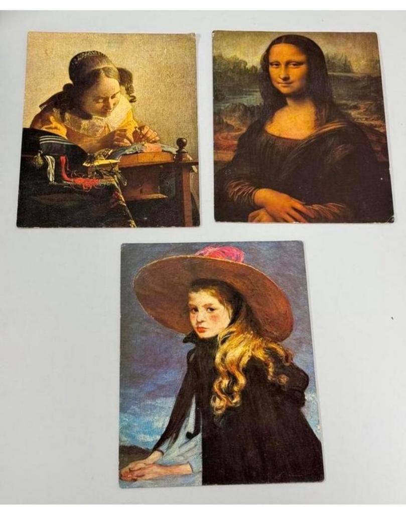 3x Vintage Kunst print art schilderij Mona Lisa Henriette, Ophalen of Verzenden