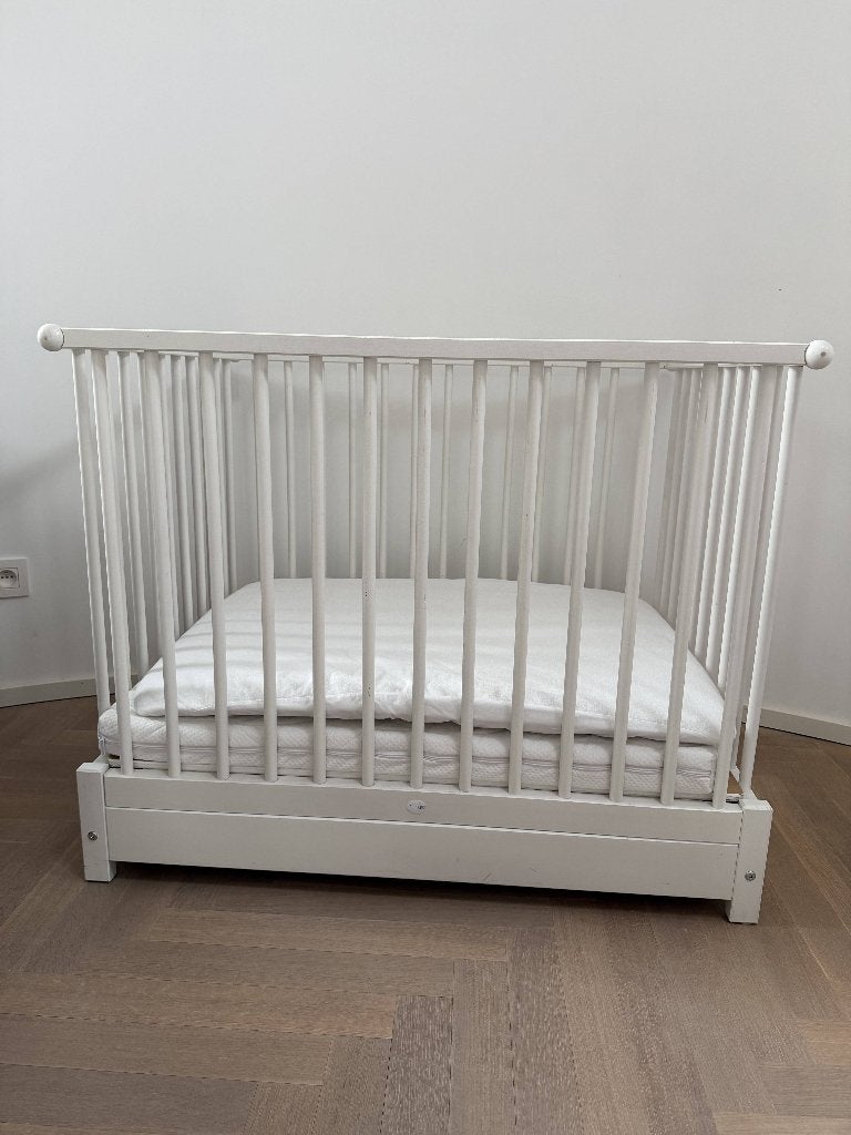 Box / Park Wit 78x99,5 cm, Ophalen, Gebruikt, Rechthoekig, In hoogte verstelbaar