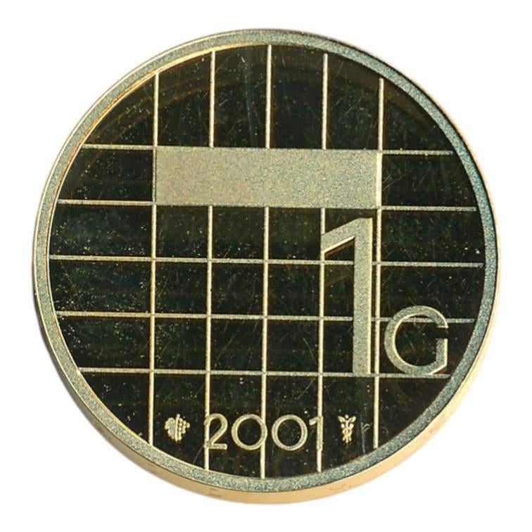 Nederland 1 gulden 2001 goud Ninaber Prooflike los, Enlèvement ou Envoi, Or