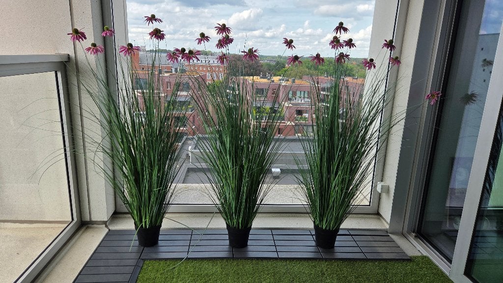 Set kunstplanten met bloemen (3 stuks), Plante artificielle, 150 cm, Comme neuf, Violet
