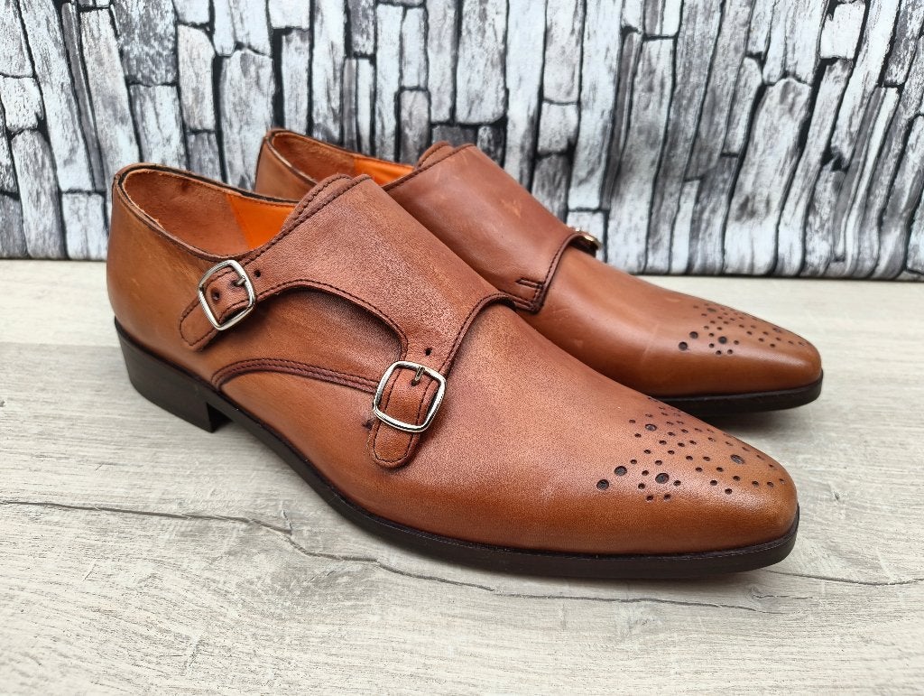 Reinhard Frans Cognac Double Monk herenschoenen - Maat 42, Bruin, Verzenden, Nieuw, Gespschoenen