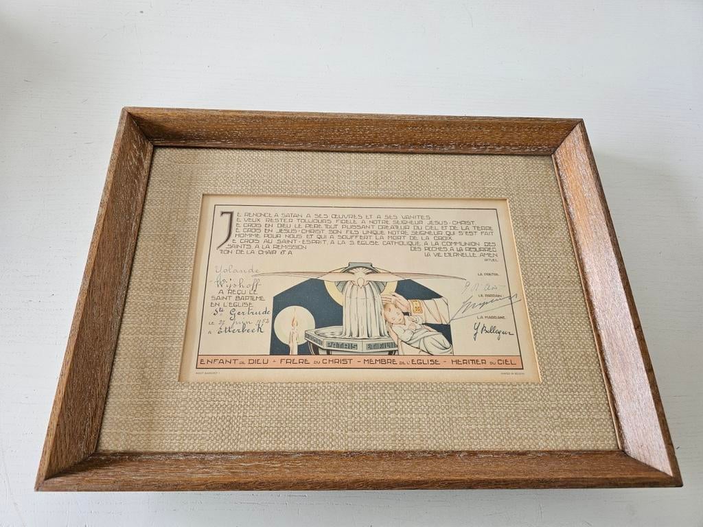 encadrant un certificat de baptême datant de 1952,, Enlèvement ou Envoi
