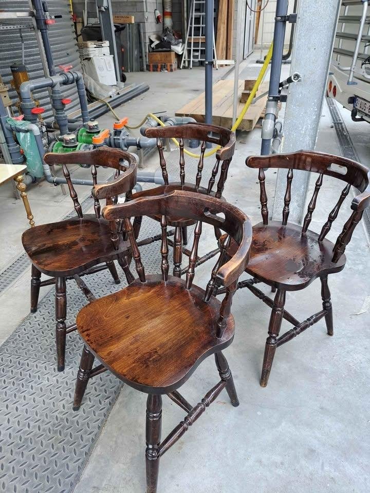 Ensemble de 4 chaises de café vintage enbois/chaises Captain, Enlèvement ou Envoi