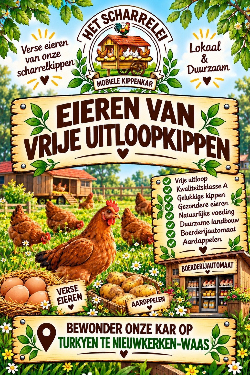 eieren van kippen met een vrije uitloop, Ophalen