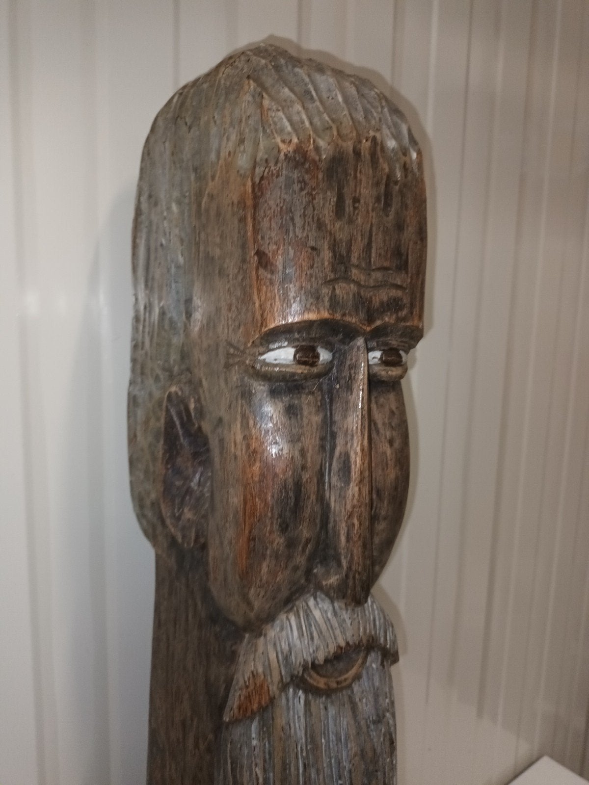 Prachtig Groot Houten Beeld – Handgesneden Volkskunst / Wood, Antiek en Kunst, Ophalen