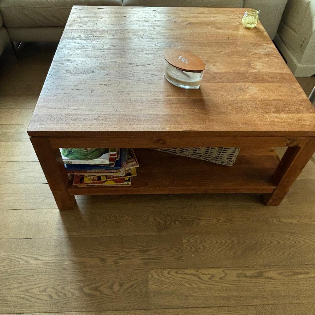 Table basse carrée en teck massif, Teck, 100 à 150 cm, Enlèvement, 50 à 75 cm