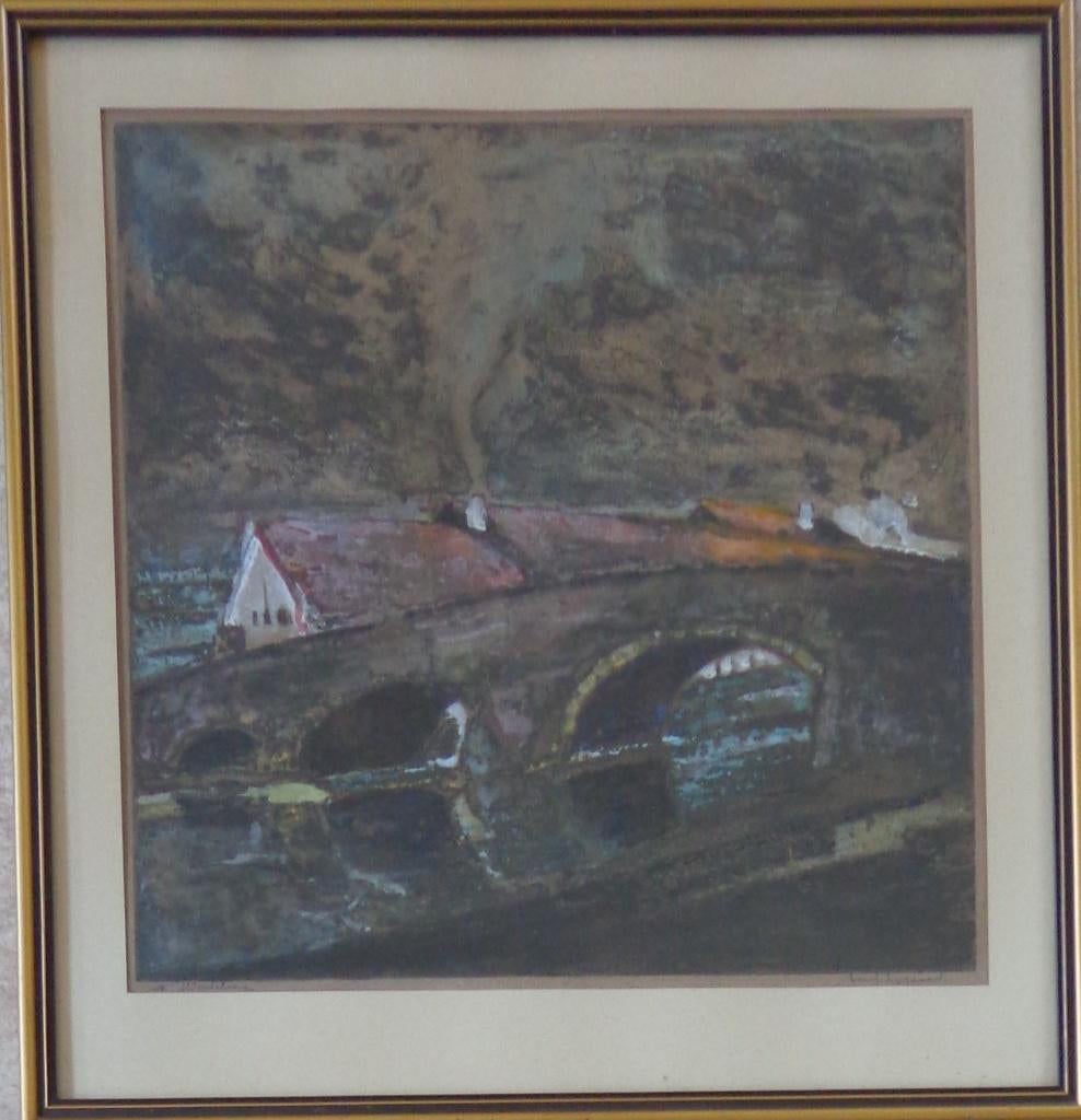 ANTOINE SCHYRGENS / MARTELANGE / ETS+GOUACHE / 53x50cm KADER, Antiquités & Art, Art | Lithographies & Sérigraphies, Signé, Enlèvement ou Envoi