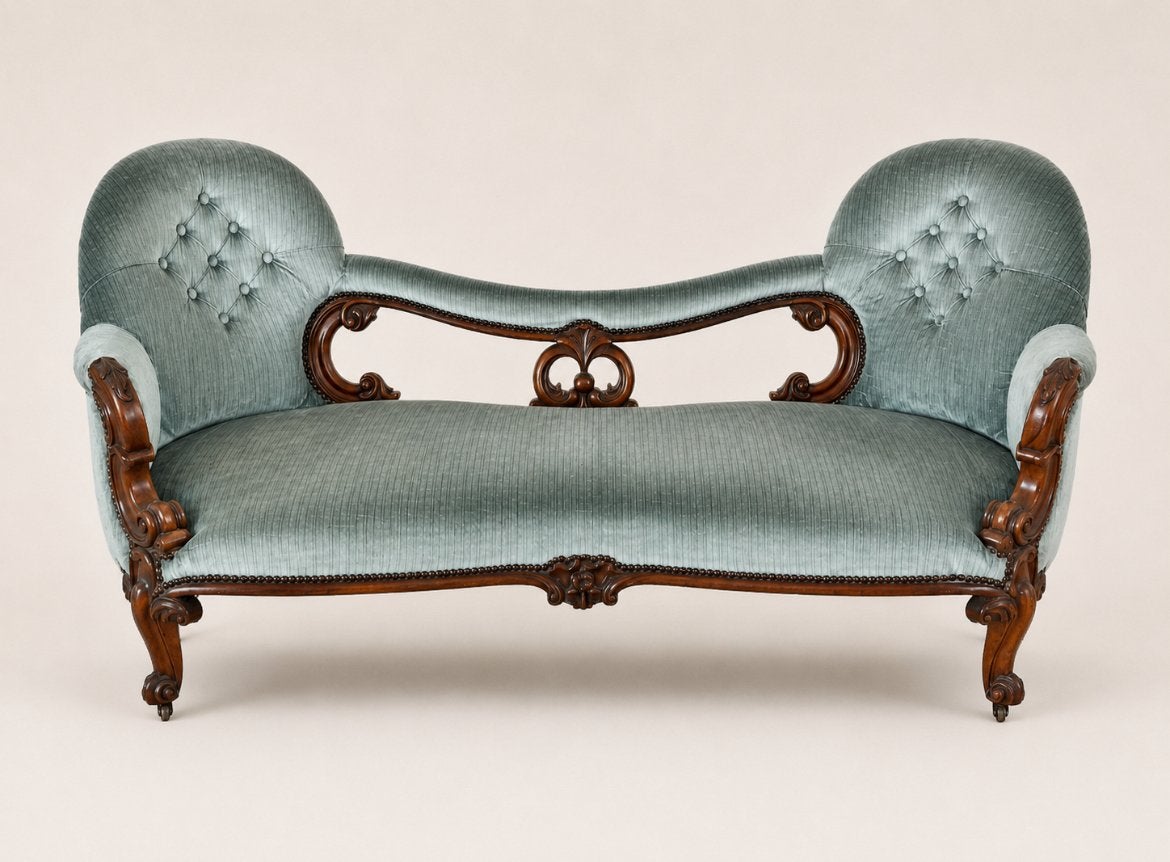 Canapé méridienne 19e acajou/noyer - styl Regency/William IV, Maison & Meubles, Enlèvement, Comme neuf, Bois