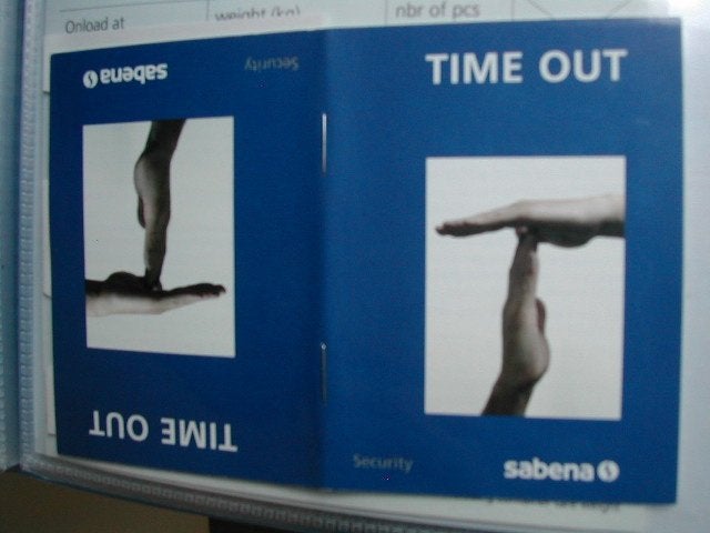 Sabena Document #050 Security Time Out Leaflet – Engelstalig, Ophalen of Verzenden, Nieuw