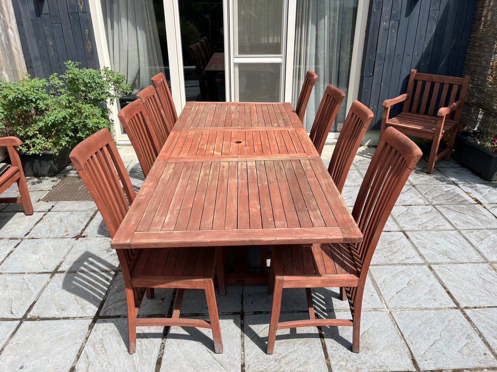 Uitschuifbare tuintafel met bijhorende stoelen Bois le duc, Jardin & Terrasse, Ensembles de jardin, Utilisé, Salons de jardin