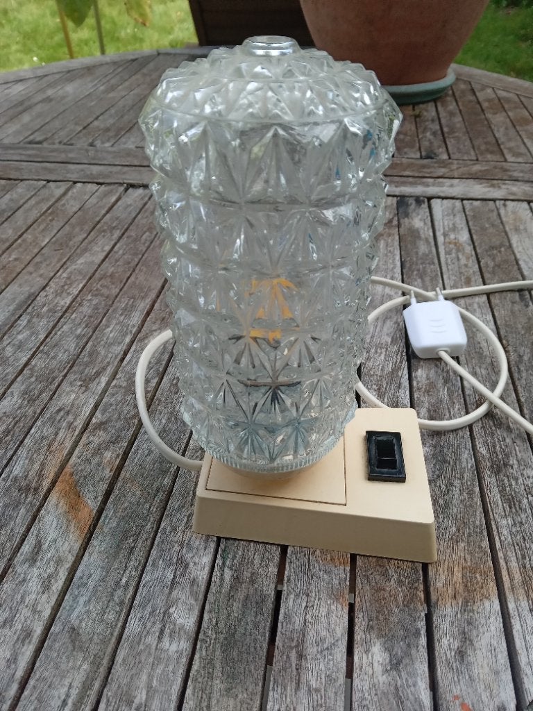 Lampe de chevet des années 70., Maison & Meubles, Enlèvement, Comme neuf, Verre, Lampe de chevet