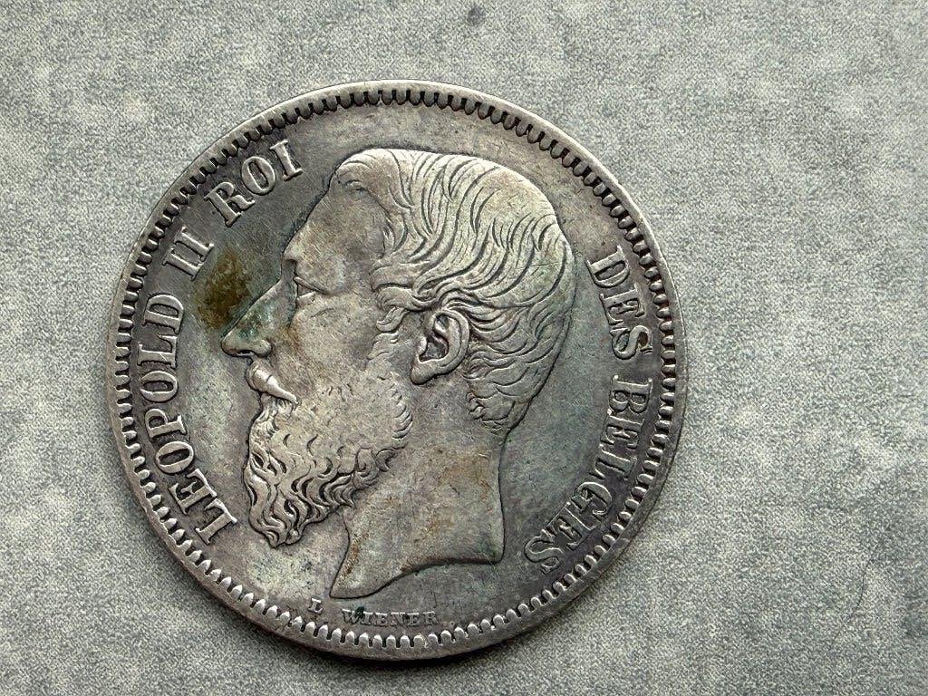 2 Frank 1866 Leopold II, Postzegels en Munten, Verzenden, Zilver