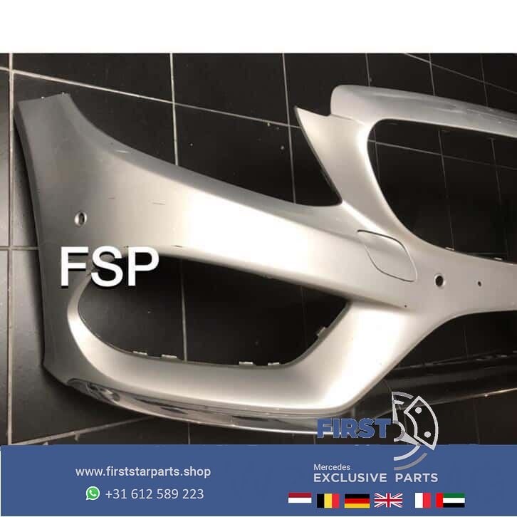W205 C43 AMG Voorbumper Mercedes C Klasse 2014-2018 grijs 43, Gebruikt, -, Voor, Ophalen of Verzenden