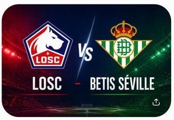 Te koop 22 zitplaatsen Lille vs Réal Betis Sevilla op 08/09, Tickets en Kaartjes