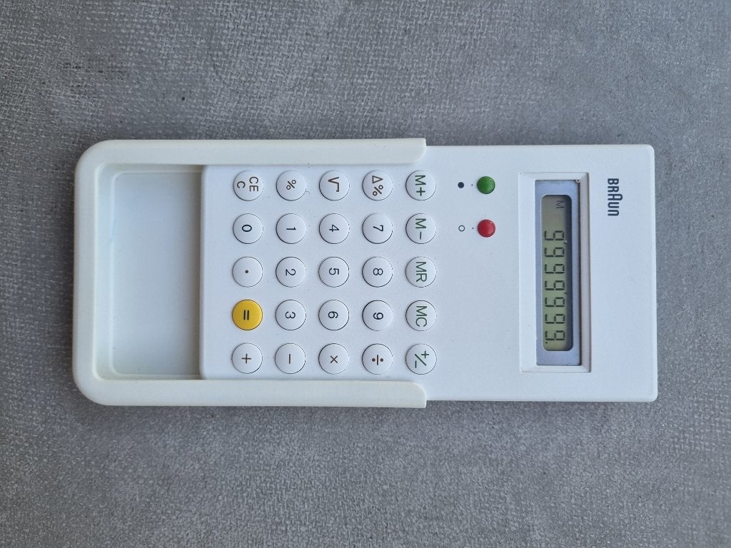 Braun rekenmachine in wit, Ophalen of Verzenden, Zo goed als nieuw